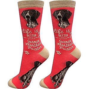 E&S PETS German Shorthaired Pointer Life Is Better Socks, Red, one size
