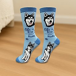 E&S PETS Siberian Husky Life Is Better Socks, Grey, one size slide 2 of 3