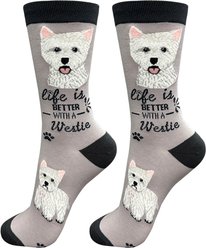 E&S PETS Westie Life Is Better Socks, Grey, one size