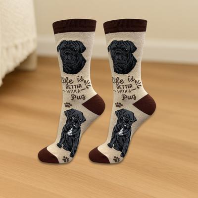 Show full view: E&S PETS Pug Life Is Better Socks, Cream, one size slide 3 of 3