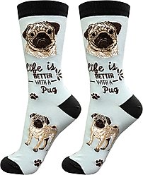 E&S PETS Pug Life Is Better Socks, Teal, one size