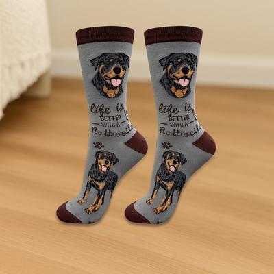 Show full view: E&S PETS Rottweiler Life Is Better Socks, Grey, one size slide 3 of 3
