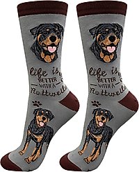 E&S PETS Rottweiler Life Is Better Socks, Grey, one size