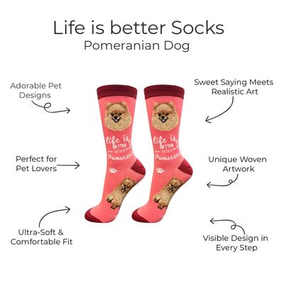 Show full view: E&S PETS Pomeranian Life Is Better Socks, Peach, one size slide 2 of 3