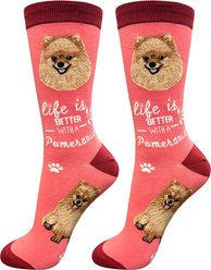 E&S PETS Pomeranian Life Is Better Socks, Peach, one size