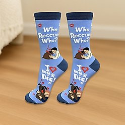 E&S PETS Who Rescued Who? Life Is Better Socks, Light Blue, one size slide 2 of 3