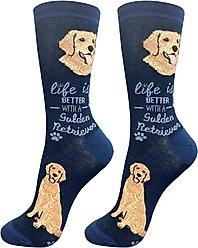 E&S PETS Golden Retriever Life Is Better Socks, Blue, one size