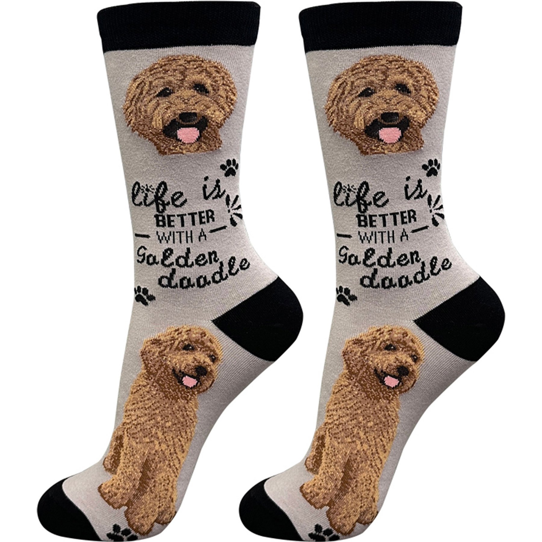 E&S PETS Goldendoodle Life Is Better Socks, Grey, one size