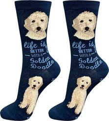 E&S PETS Goldendoodle Life Is Better Socks, Blue, one size