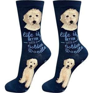 E&S PETS Goldendoodle Life Is Better Socks, Blue, one size