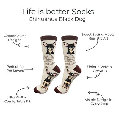Show full view: E&S PETS Chihuahua Life Is Better Socks, Cream, one size slide 2 of 3