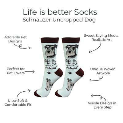 Show full view: E&S PETS Uncropped Schnauzer Life Is Better Socks, Teal, one size slide 2 of 3