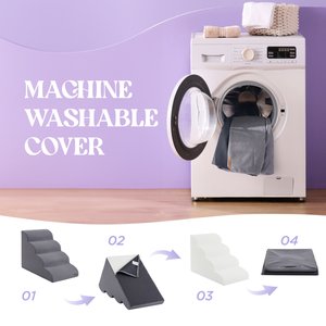 Lesure Dog Stairs, Grey, 4-Step