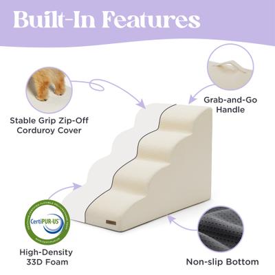 Show full view: Lesure Dog Stairs, Beige, 3-Step slide 2 of 9