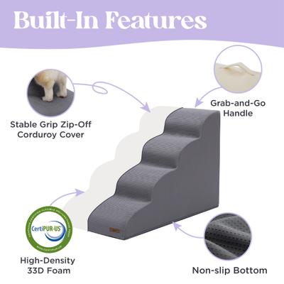 Show full view: Lesure Dog Stairs, Grey, 5-Step slide 3 of 10