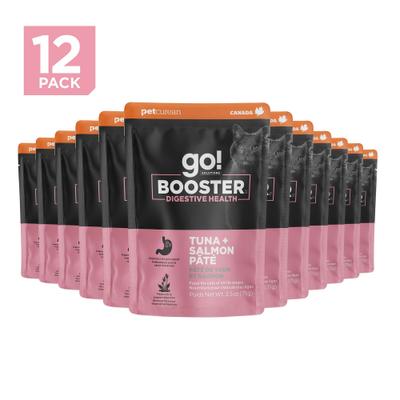 Show full view: Go! Solutions Booster Digestive Health Tuna & Salmon Pate Wet Cat Food, 2.5-oz pouch, 12 count slide 10 of 11