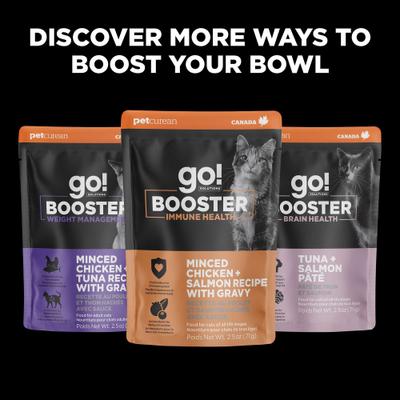 Show full view: Go! Solutions Booster Digestive Health Tuna & Salmon Pate Wet Cat Food, 2.5-oz pouch, 12 count slide 9 of 11