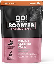 Go! Solutions Booster Digestive Health Tuna & Salmon Pate Wet Cat Food, 2.5-oz pouch, 12 count