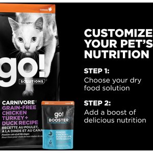 Go! Solutions Booster Digestive Health Minced Chicken & Duck with Gravy Wet Cat Food, 2.5-oz pouch, 12 count