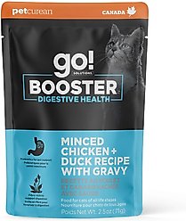 Go! Solutions Booster Digestive Health Minced Chicken & Duck with Gravy Wet Cat Food, 2.5-oz pouch, 12 count