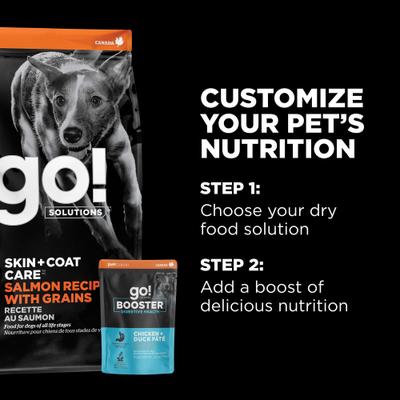 Show full view: Go! Solutions Booster Digestive Health Chicken & Duck Pate Wet Dog Food, 2.8-oz pouch, 12 count slide 7 of 11