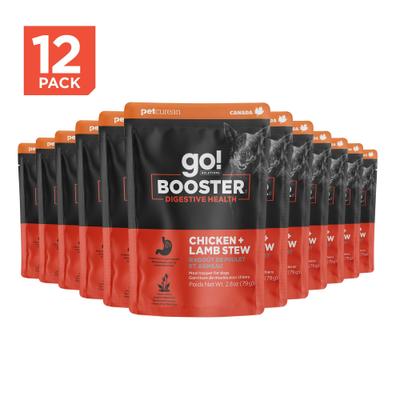 Show full view: Go! Solutions Booster Digestive Health Chicken & Lamb Stew Wet Dog Food, 2.8-oz pouch, 12 count slide 10 of 11