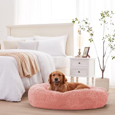 Show full view: LFC PETS Calming Anti-Anxiety Donut Dog & Cat Bed, Pink, Large slide 3 of 10