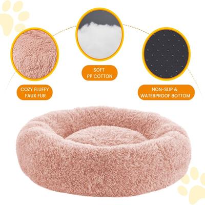 Show full view: LFC PETS Calming Anti-Anxiety Donut Dog & Cat Bed, Pink, Medium slide 5 of 11