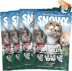 Glad Tidings Snowy's Seafood with Wild-Caught Tuna & Oceanfish Human-Grade Lickable Cat Treats, 6.76-oz pouch, 16 count