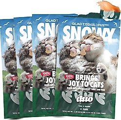 Glad Tidings Snowy's Seafood with Wild-Caught Tuna & Salmon Human-Grade Lickable Cat Treats, 6.76-oz pouch, 16 count