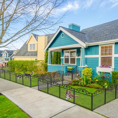 Show full view: BingoPaw 5 Panel Metal Garden Barrier Dog Fence Exercise Playpen, Black slide 6 of 8