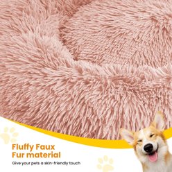 LFC PETS Calming Donut Anti-Anxiety Faux Fur Dog & Cat Bed, Pink, Medium slide 2 of 7