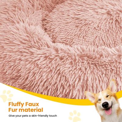 Show full view: LFC PETS Calming Anti-Anxiety Donut Dog & Cat Bed, Pink, Medium slide 6 of 11