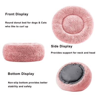 Show full view: LFC PETS Calming Anti-Anxiety Donut Dog & Cat Bed, Pink, Medium slide 8 of 11