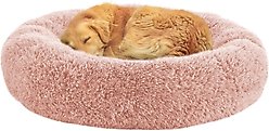 LFC PETS Calming Anti-Anxiety Donut Dog & Cat Bed, Pink, Large