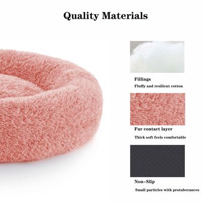 Show full view: LFC PETS Calming Anti-Anxiety Donut Dog & Cat Bed, Pink, Large slide 4 of 10