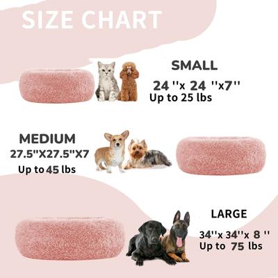 Show full view: LFC PETS Calming Anti-Anxiety Donut Dog & Cat Bed, Pink, Medium slide 3 of 11