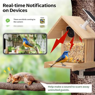 Show full view: Coziwow Wooden Smart Bird Feeder with Camera Solar Powered for Wild Bird, 2.5-L slide 4 of 10