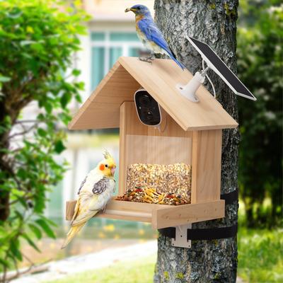 Show full view: Coziwow Wooden Smart Bird Feeder with Camera Solar Powered for Wild Bird, 2.5-L slide 2 of 10