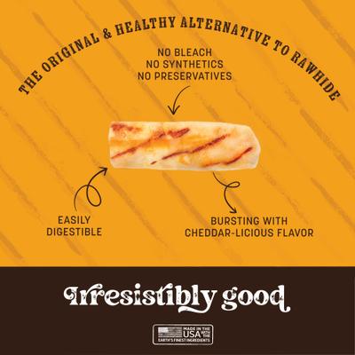 Show full view: Earth Animal No-Hide From the Grill Long Lasting Natural Rawhide Alternative Small Grilled Cheese Vegetarian Flavor Rolls Chew Dog Treats, 6 count slide 4 of 11