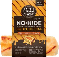 Earth Animal No-Hide From the Grill Long Lasting Natural Rawhide Alternative Small Grilled Cheese Vegetarian Flavor Rolls Chew Dog Treats, 1 count