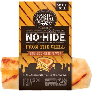 Earth Animal No-Hide From the Grill Long Lasting Natural Rawhide Alternative Small Grilled Cheese Vegetarian Flavor Rolls Chew Dog Treats, 1 count
