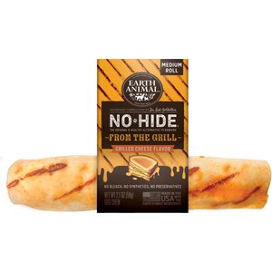 Earth Animal No-Hide From the Grill Long Lasting Natural Rawhide Alternative Medium Grilled Cheese Vegetarian Flavor Rolls Chew Dog Treats, 1 count