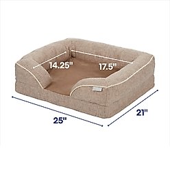 Frisco Plush Orthopedic Front Bolster Cat & Dog Bed w/Removable Cover, Beige, Small slide 2 of 7