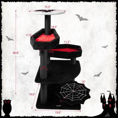 Show full view: KAMABOKO Halloween Gothic 46.8-in Cat Tree & Tower with Coffin Bed, Black slide 6 of 6