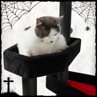 Show full view: KAMABOKO Halloween Gothic 46.8-in Cat Tree & Tower with Coffin Bed, Black slide 3 of 6