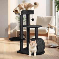 KAMABOKO 39-in Indoor Natural Sisal Cat Tree with Scratching Posts, Hand-Woven Condo & Top Perch, Black slide 2 of 6