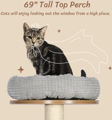 KAMABOKO 69.3-in Wood Modern Eleph Cat Tree, Tower & Condo, Brown slide 2 of 6