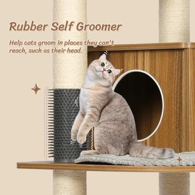 Show full view: KAMABOKO 69.3-in Wood Modern Eleph Cat Tree, Tower & Condo, Brown slide 5 of 8