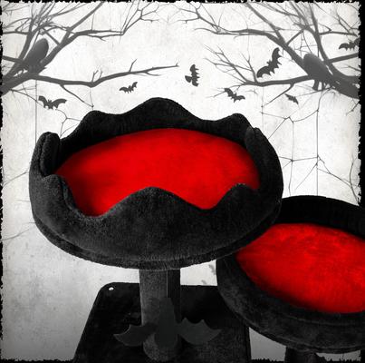 Show full view: KAMABOKO Multi-Level Gothic 59-in Cat Tree & Tower with Condo, Black & Red slide 3 of 5